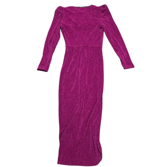 SAYLOR Kiersey Magenta Twist Front Long Sleeve Midi Dress Lace V-Neck XS New - Picture 5 of 14